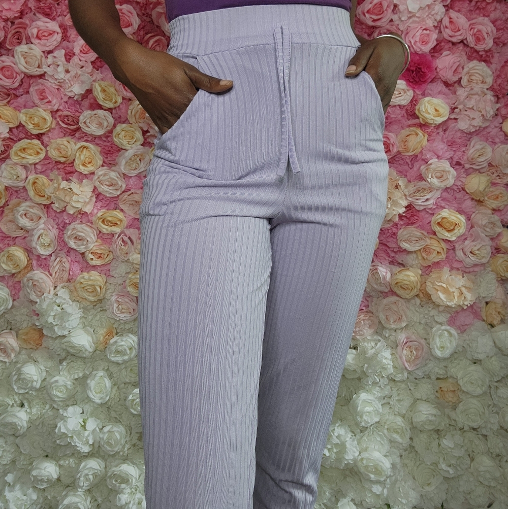 Boohoo Lavender Ribbed Joggers